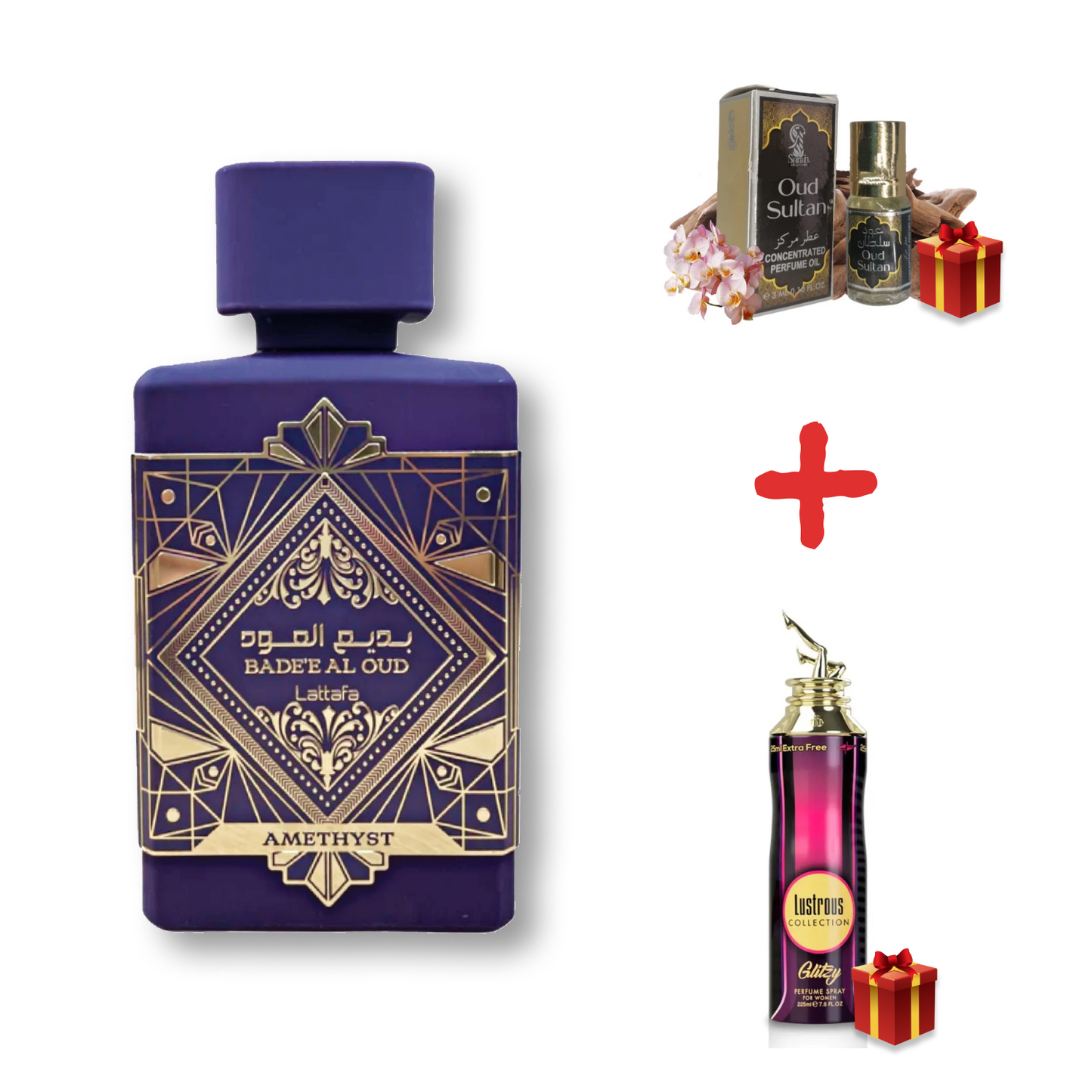 Парфюмен комплект Bade'e al Oud Amethyst с 2 подаръка